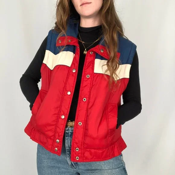 Vintage Puffer Jacket Vest Cool Sporty Ski Stranger Things Sex Education 70s 80s - Picture 6 of 14
